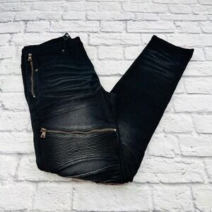 Kloud9 Limited Edition Mens Black Moto Jeans Denim Pants 32x32 Zipper Detail